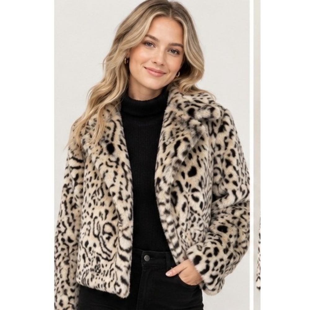 cupcakes and cashmere Faux Fur Jacket Women S Mob Wife Glam Leopard Print Coat